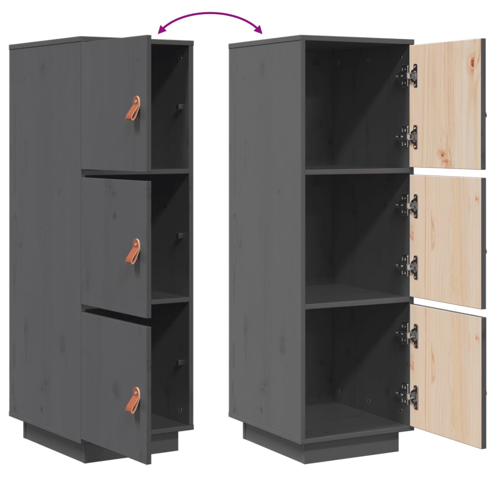 Ντουλάπι Ψηλό Γκρι 34 x 40 x 108,5 εκ. από Μασίφ Ξύλο Πεύκου - Pakobazaar