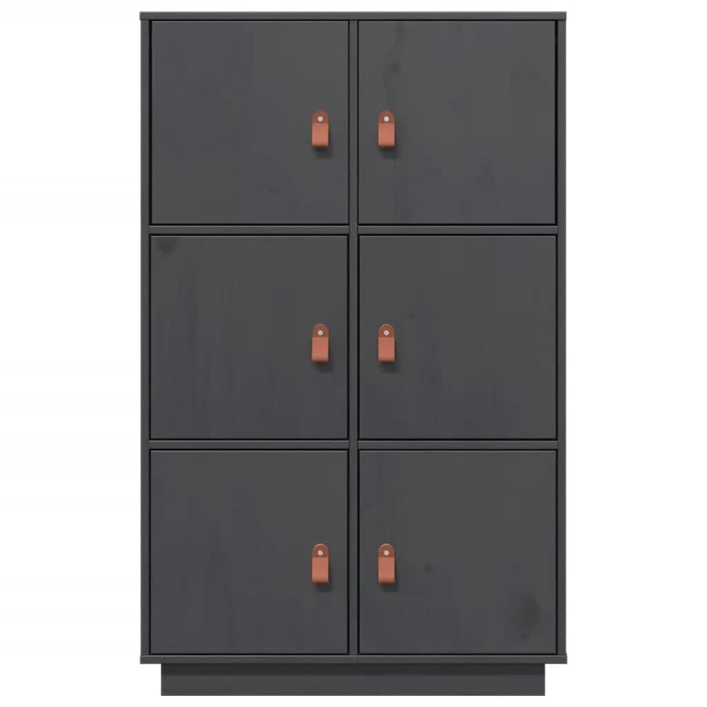 Ντουλάπι Ψηλό Γκρι 67x40x108,5 εκ. από Μασίφ Ξύλο Πεύκου