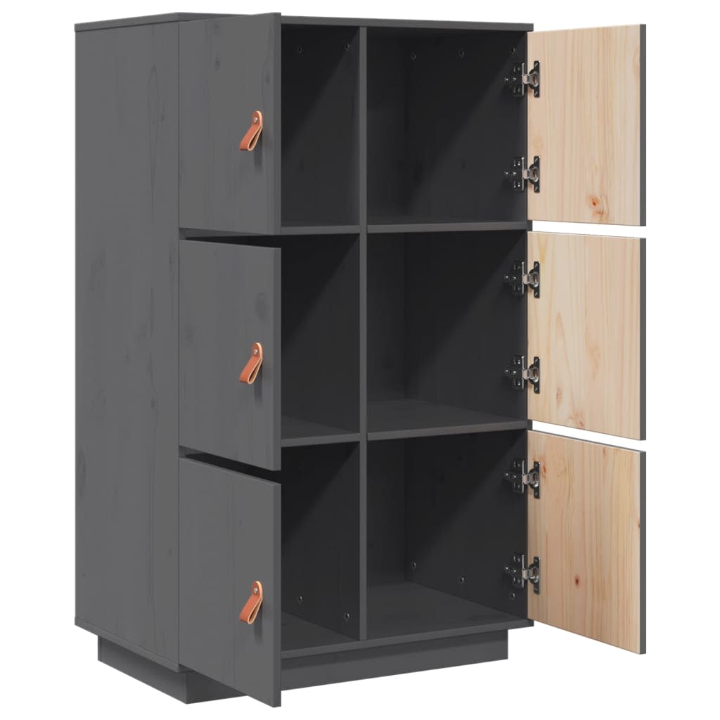 Ντουλάπι Ψηλό Γκρι 67x40x108,5 εκ. από Μασίφ Ξύλο Πεύκου