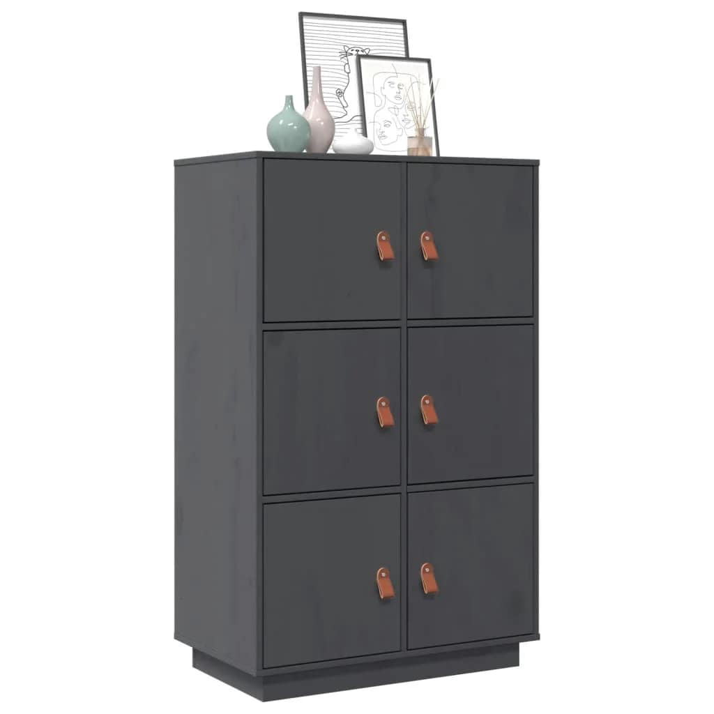 Ντουλάπι Ψηλό Γκρι 67x40x108,5 εκ. από Μασίφ Ξύλο Πεύκου