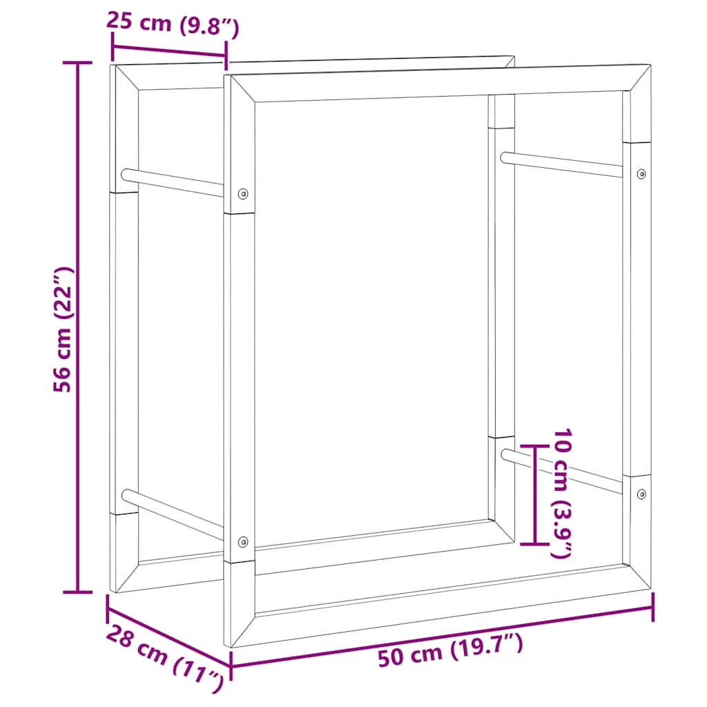Ραφιέρα Καυσόξυλων Ματ Μαύρο 50x28x56 εκ. Ατσάλι