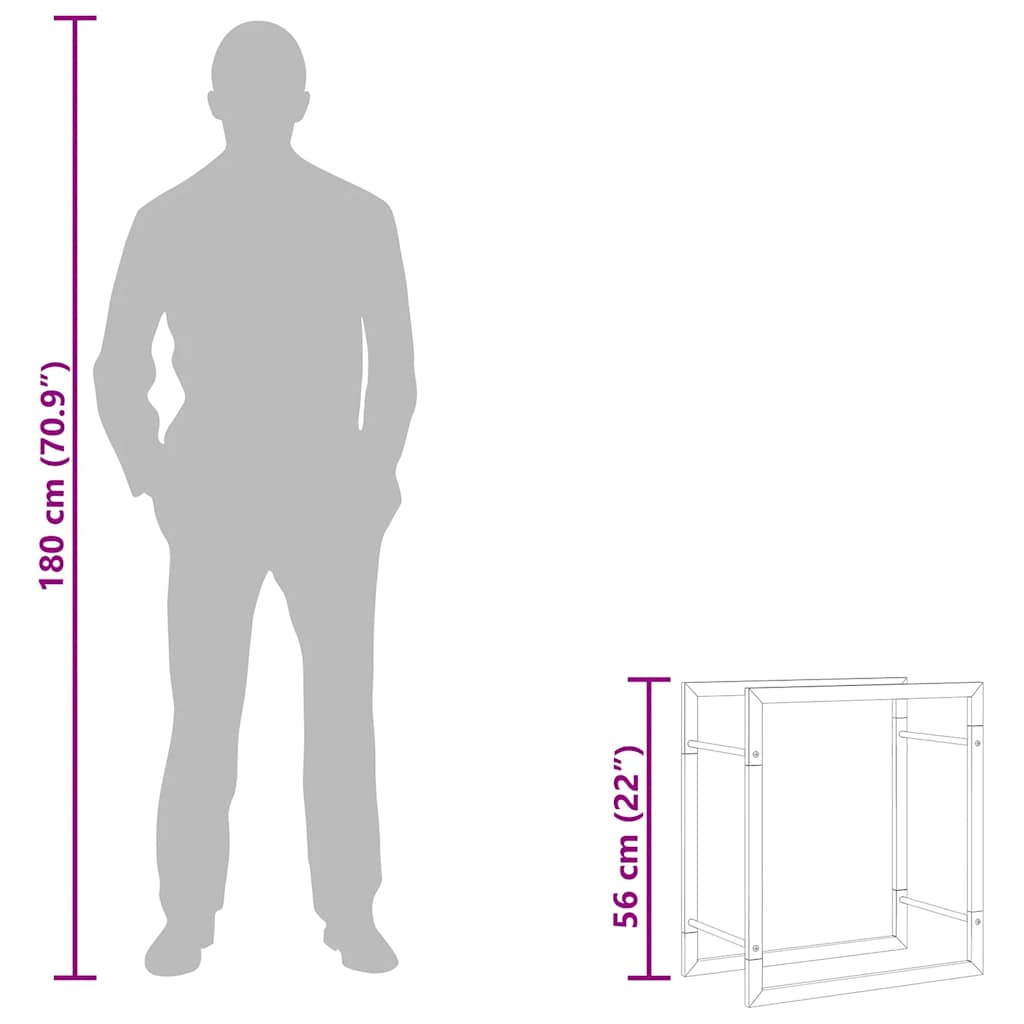 Ραφιέρα Καυσόξυλων Ματ Μαύρο 50x28x56 εκ. Ατσάλι