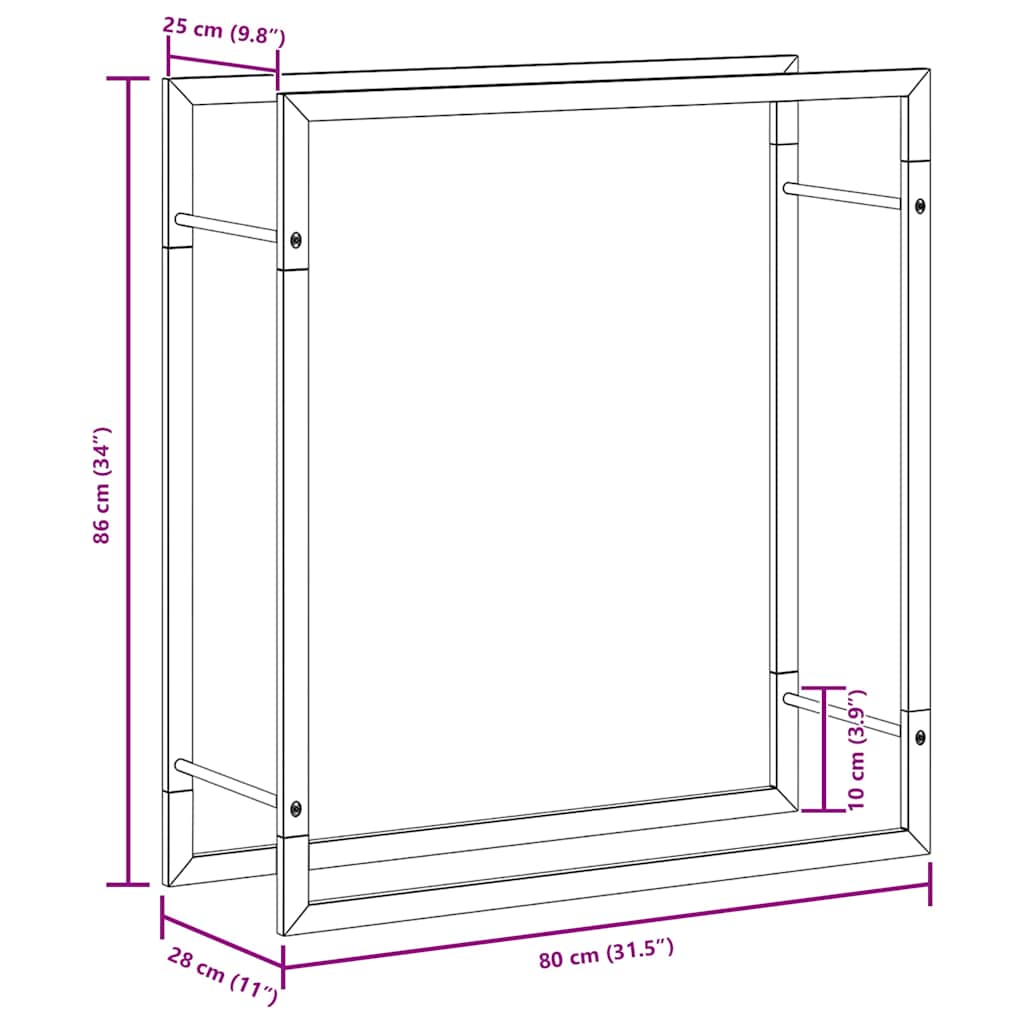 Ραφιέρα Καυσόξυλων Ματ Μαύρο 80x28x86 εκ. Ατσάλι