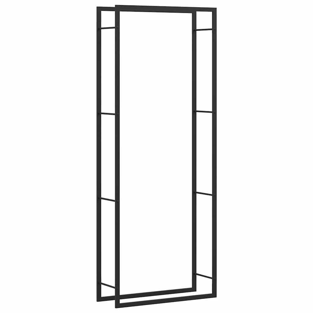 Ράφι Ξύλων Μαύρη Ματ 80x28x222 εκ. Ατσάλινο