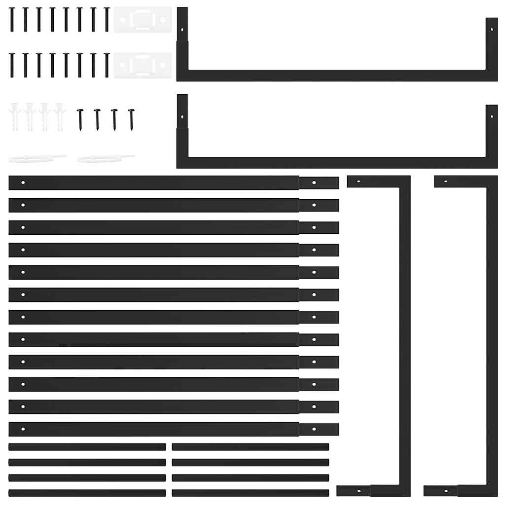 Ράφι Ξύλων Μαύρη Ματ 80x28x222 εκ. Ατσάλινο