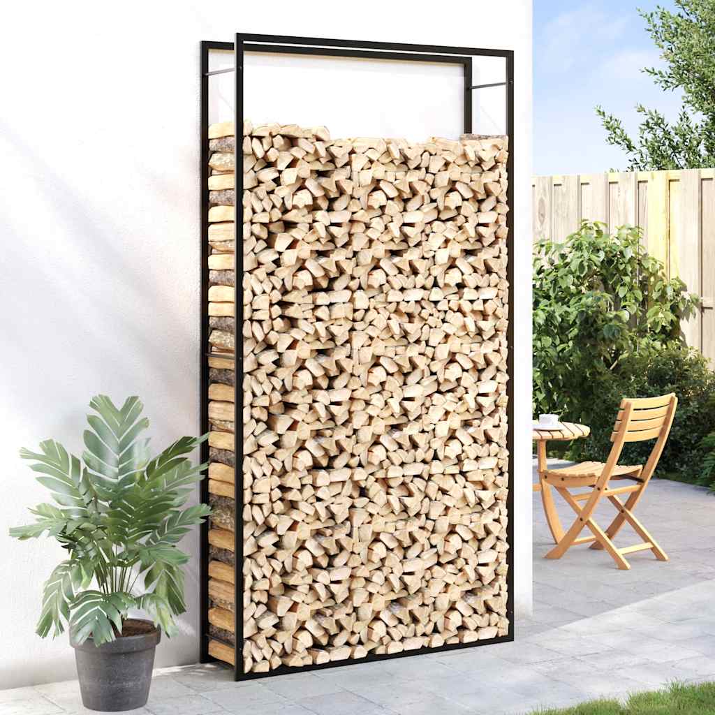 Ραφιέρα Καυσόξυλων Ματ Μαύρο 110x28x214 εκ. Ατσάλι