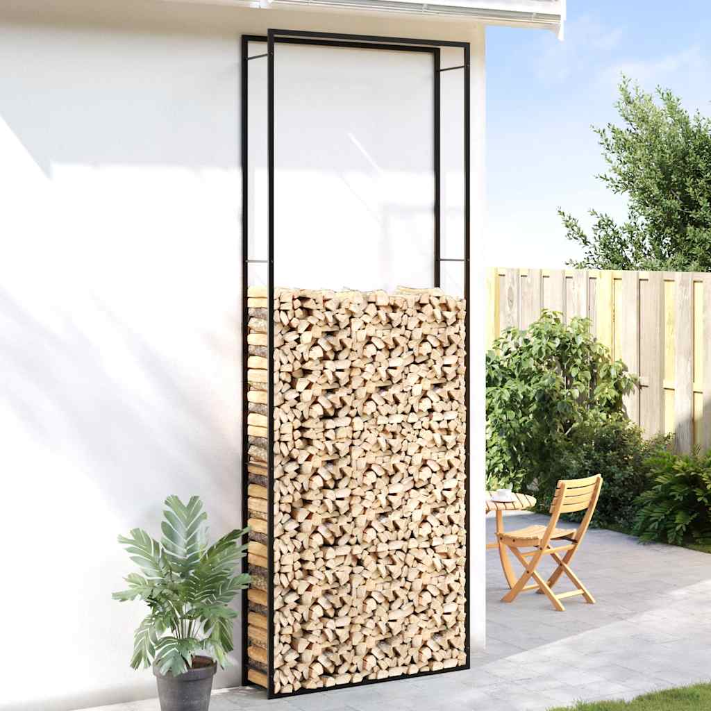 Ραφιέρα Καυσόξυλων Ματ Μαύρο 110x28x312 εκ. Ατσάλι