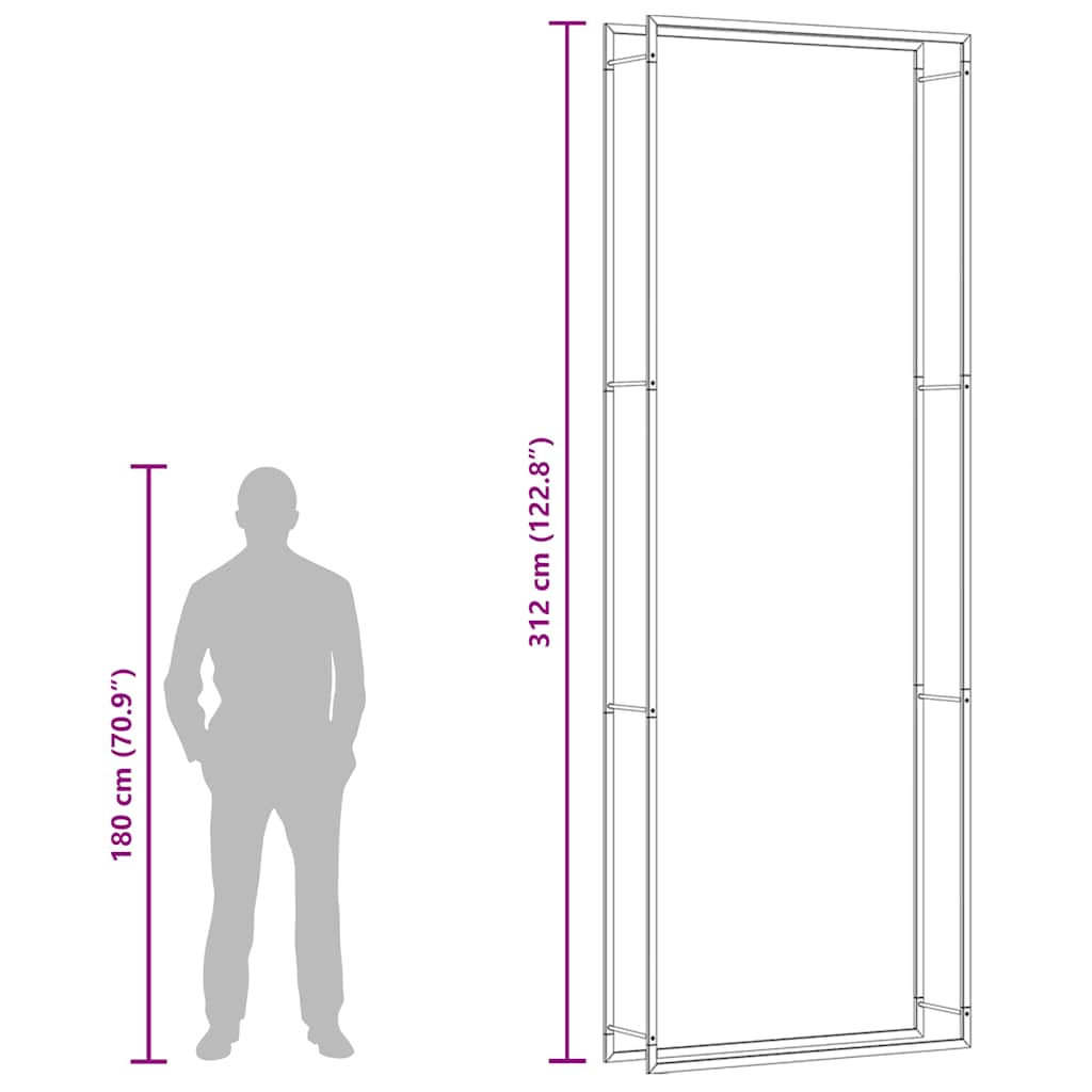 Ραφιέρα Καυσόξυλων Ματ Μαύρο 110x28x312 εκ. Ατσάλι