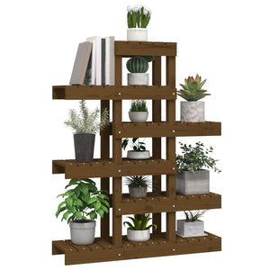 Βάση Γλάστρας Καφέ Μελί 85x 25x 109,5 εκ. από Μασίφ Ξύλο Πεύκου
