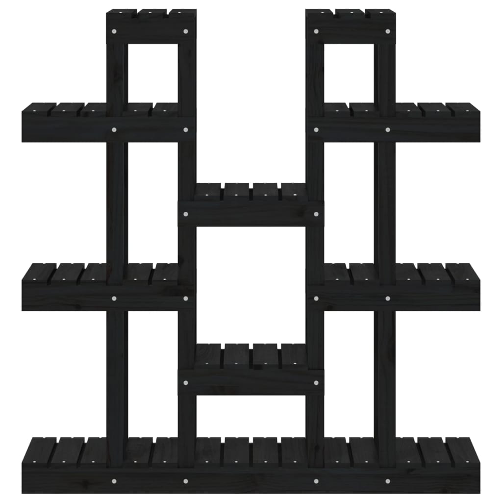 Βάση Γλάστρας Μαύρο 104,5x25x109,5 εκ. από Μασίφ Ξύλο Πεύκου - Pakobazaar