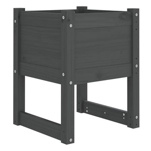 Ζαρντινιέρες 2 τεμ. Γκρι 40x40x52,5 εκ. από Μασίφ Ξύλο Πεύκου