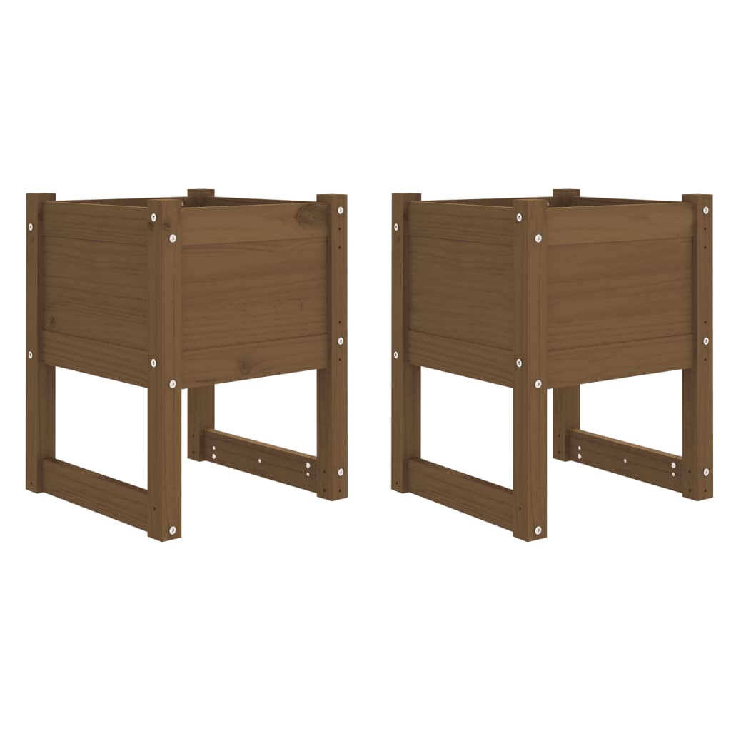Ζαρντινιέρες 2 τεμ. Μελί 40x40x52,5 εκ. από Μασίφ Ξύλο Πεύκου