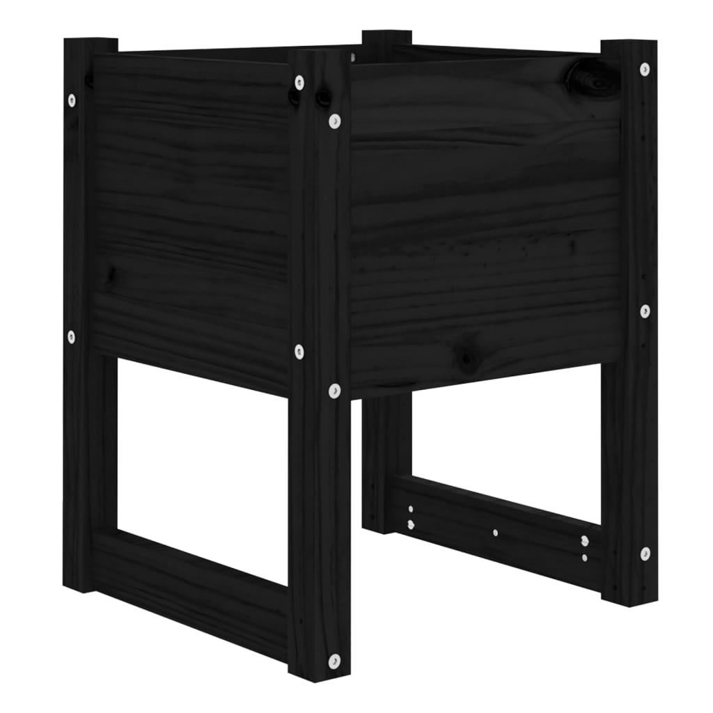 Ζαρντινιέρες 2 τεμ. Μαύρο 40x40x52,5 εκ. από Μασίφ Ξύλο Πεύκου