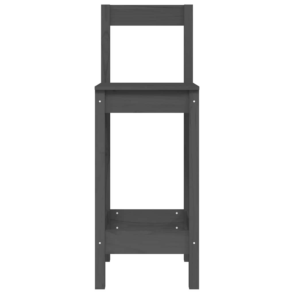 Καρέκλες Μπαρ 2 τεμ. Γκρι 40 x 41,5 x 112 εκ. Μασίφ Ξύλο Πεύκου