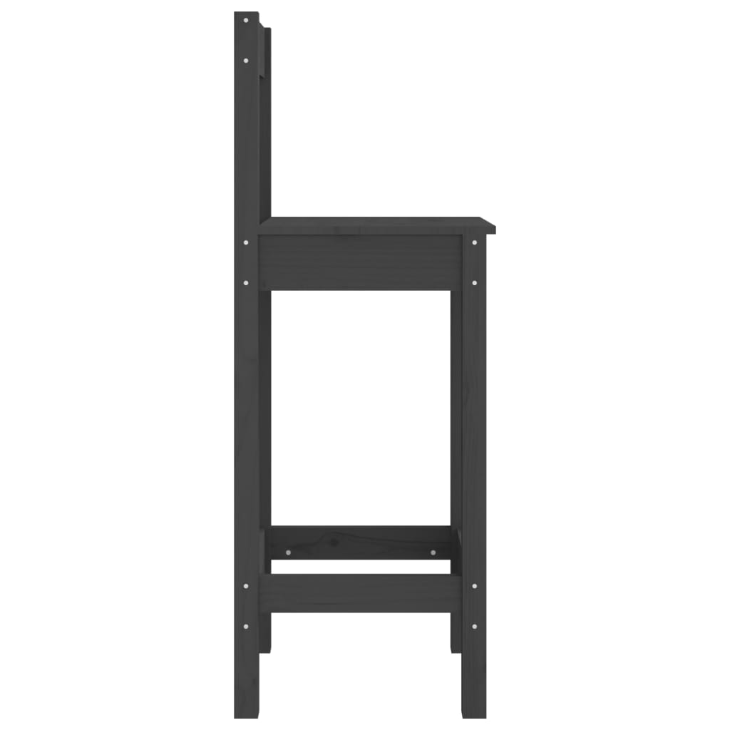 Καρέκλες Μπαρ 2 τεμ. Γκρι 40 x 41,5 x 112 εκ. Μασίφ Ξύλο Πεύκου