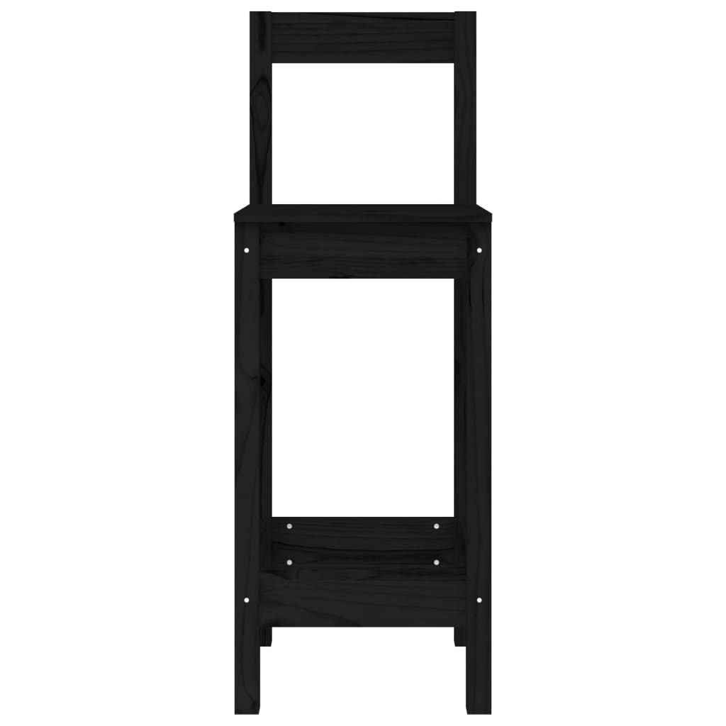 Καρέκλες Μπαρ 2 τεμ. Μαύρο 40x41,5x112 εκ. Μασίφ Ξύλο Πεύκου - Pakobazaar