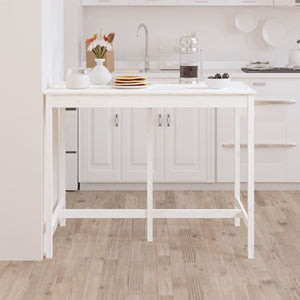 Τραπέζι Μπαρ Λευκό 140 x 80 x 110 εκ. από Μασίφ Ξύλο Πεύκου