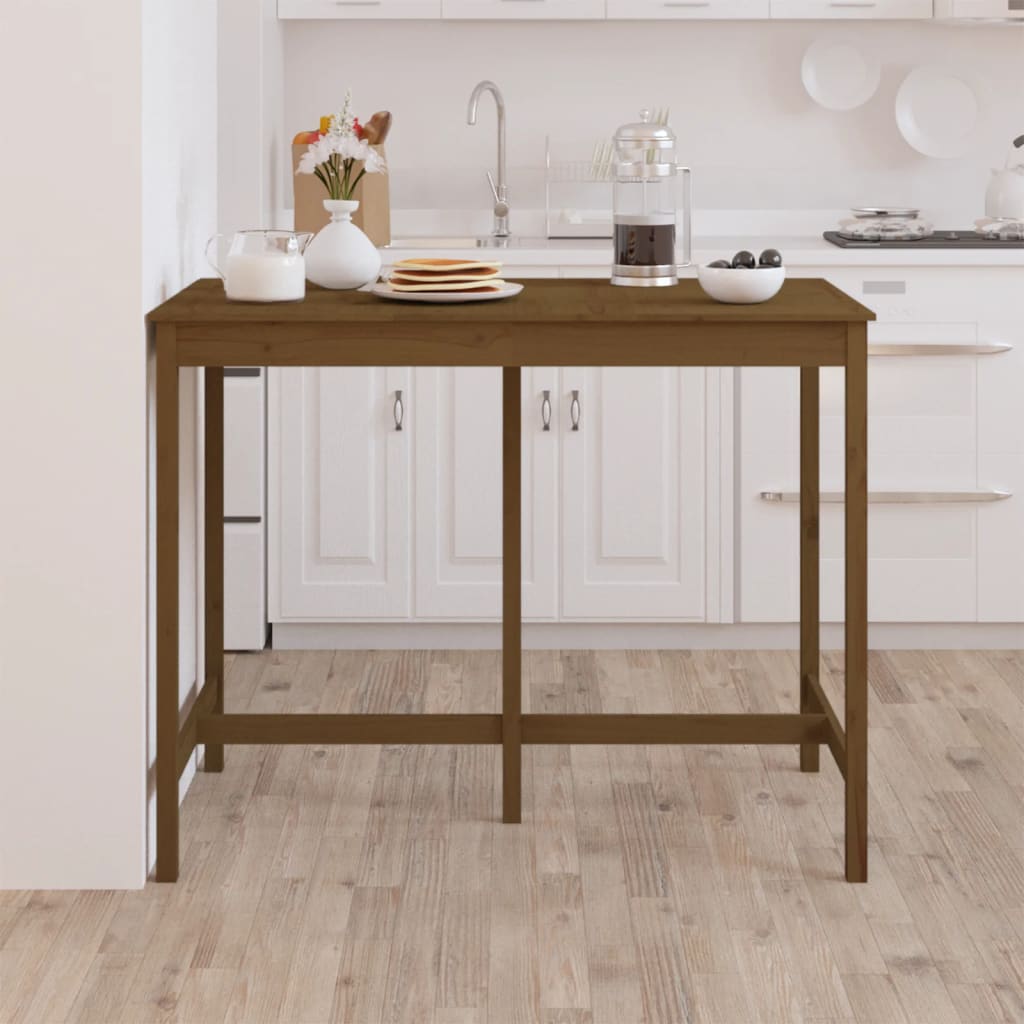 Τραπέζι Μπαρ μελί καφέ 140 x 80 x 110 εκ. από Μασίφ Ξύλο Πεύκου