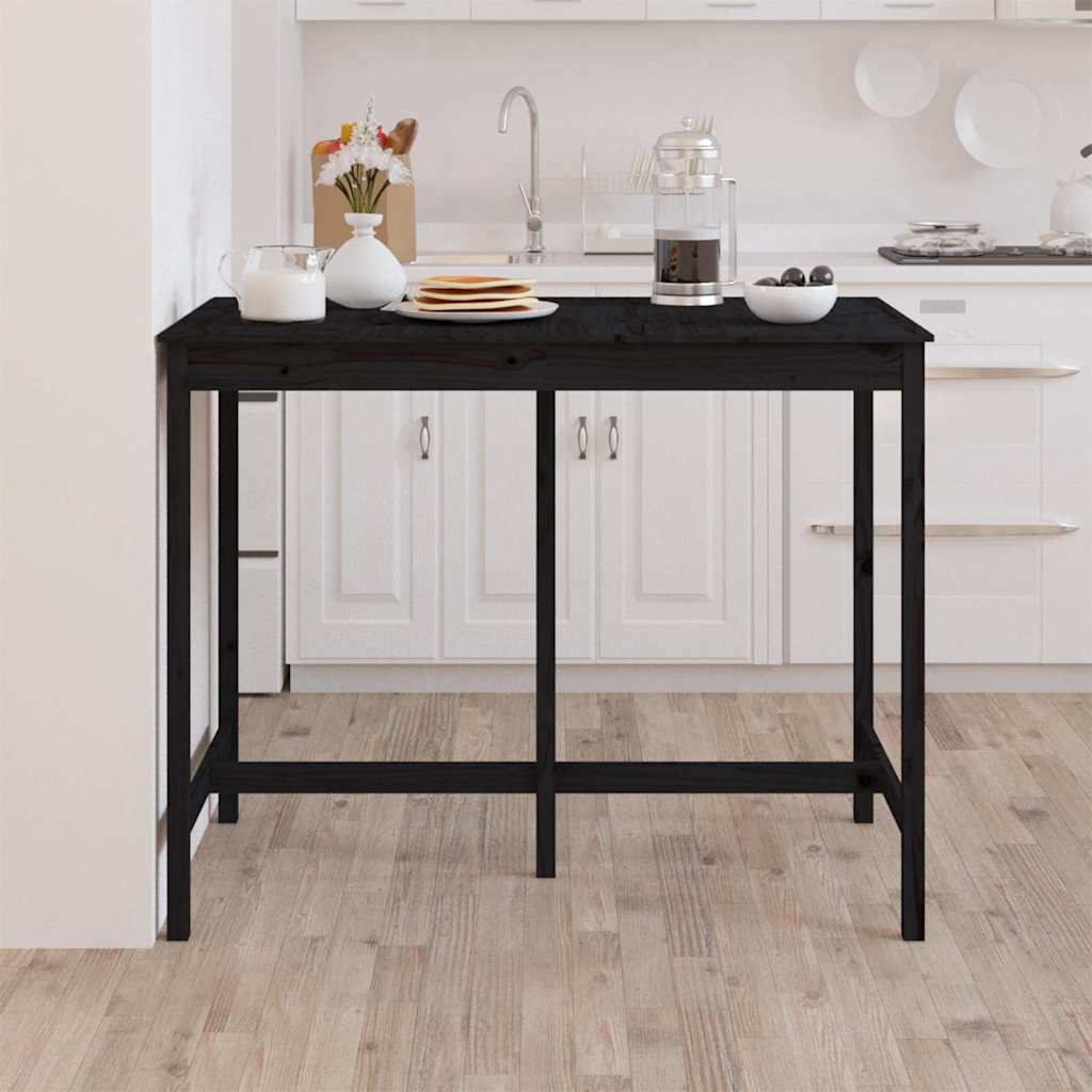 Τραπέζι Μπαρ μαύρος 140 x 80 x 110 εκ. από Μασίφ Ξύλο Πεύκου