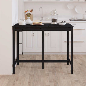 Τραπέζι Μπαρ μαύρος 140 x 80 x 110 εκ. από Μασίφ Ξύλο Πεύκου