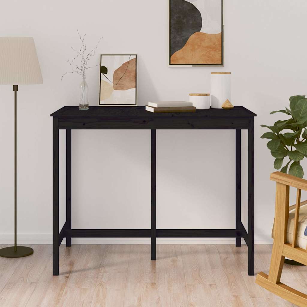 Τραπέζι Μπαρ μαύρος 140 x 80 x 110 εκ. από Μασίφ Ξύλο Πεύκου