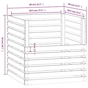Κομποστοποιητής Λευκός 80 x 80 x 78 εκ. από Μασίφ Ξύλο Πεύκου