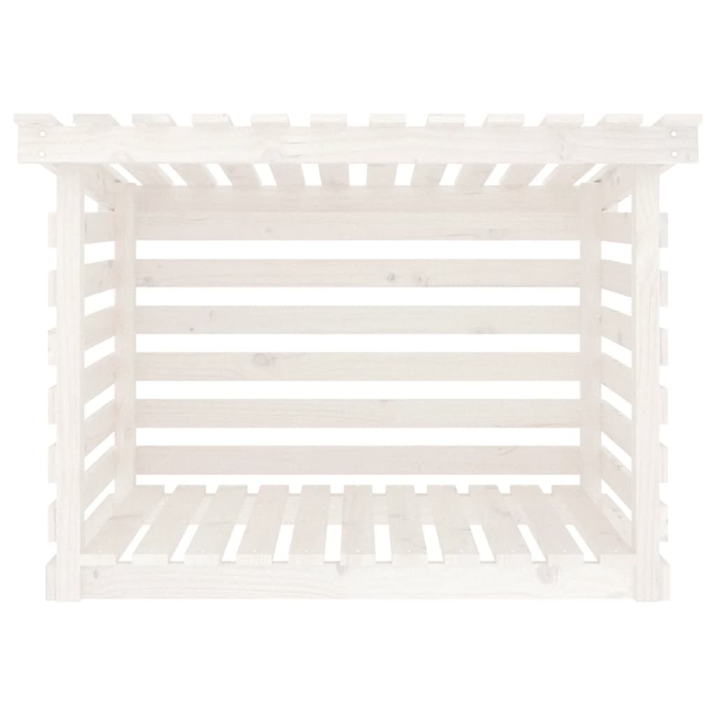 Ραφιέρα Καυσόξυλων Λευκή 108x73x79 εκ. από Μασίφ Ξύλο Πεύκου - Pakobazaar