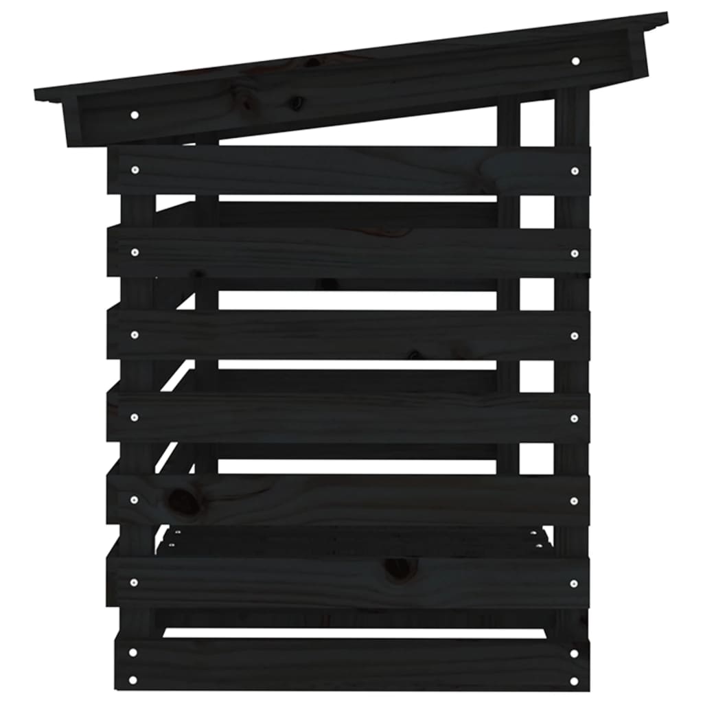Ραφιέρα Καυσόξυλων Μαύρη 108x73x79 εκ. από Μασίφ Ξύλο Πεύκου