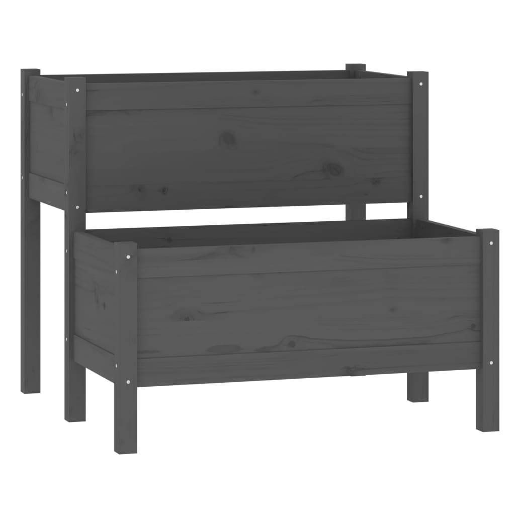 Ζαρντινιέρα Γκρι 84,5 x 84 x 75 εκ. από Μασίφ Ξύλο Πεύκου