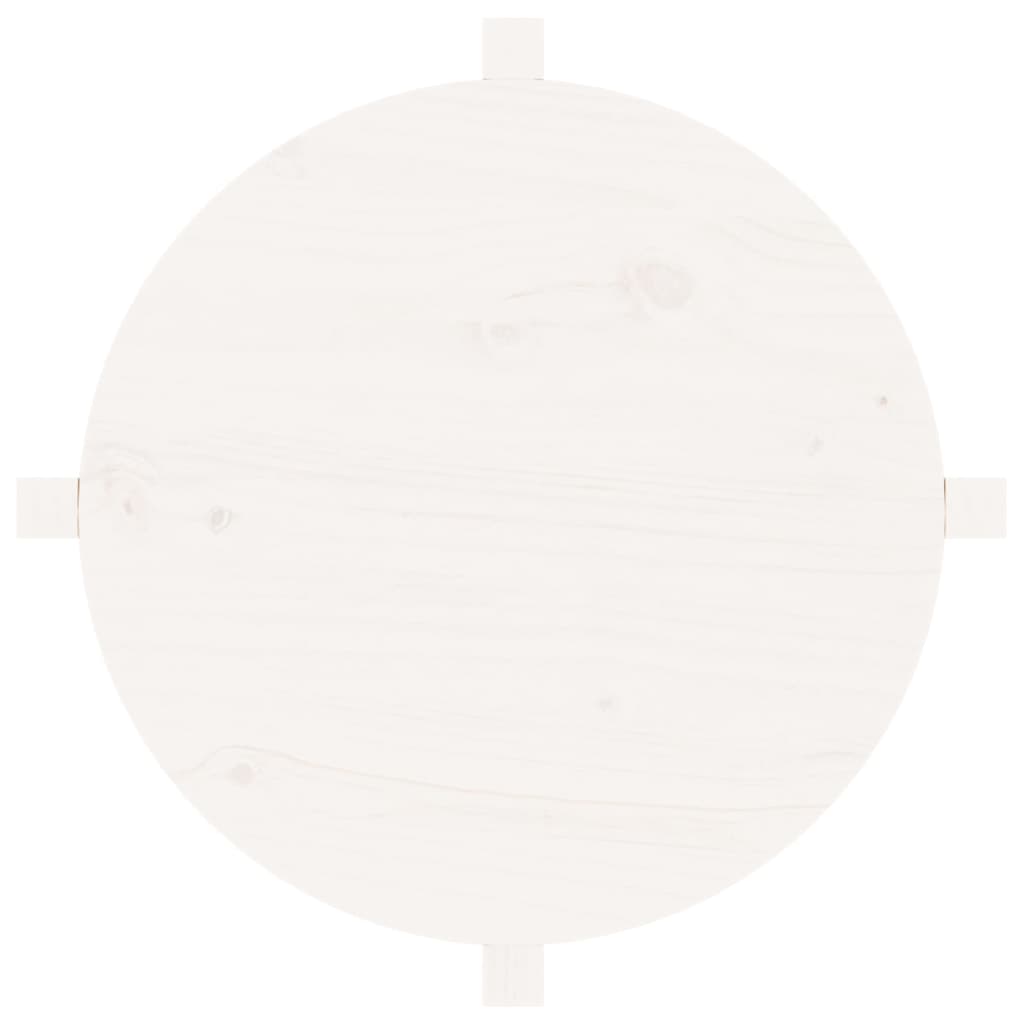 Τραπεζάκι Σαλονιού Λευκό Ø 62,5 x 45 εκ. από Μασίφ Ξύλο Πεύκου