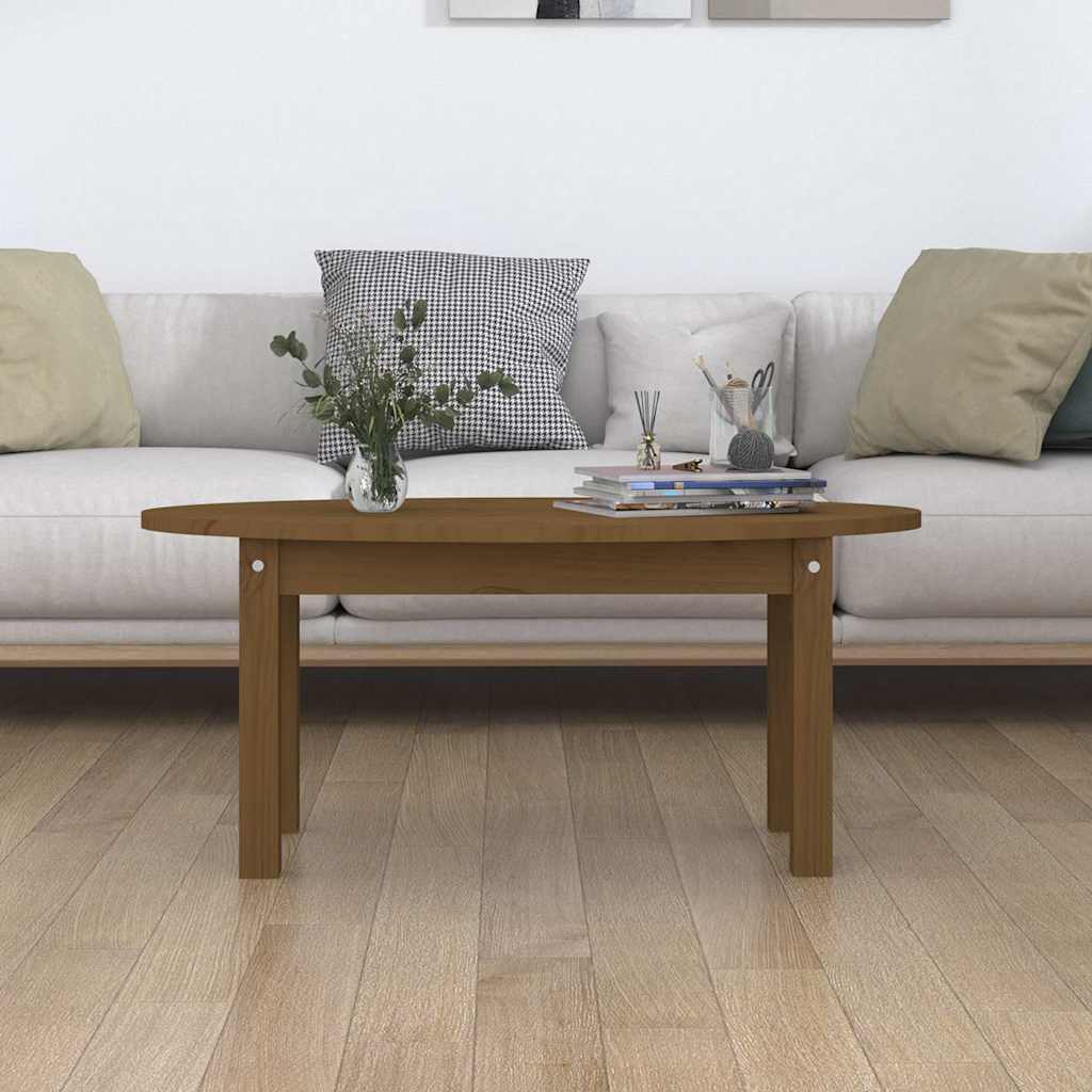 Τραπεζάκι Σαλονιού Καφέ Μελί 80x40x35 εκ. Μασίφ Ξύλο Πεύκου - Pakobazaar