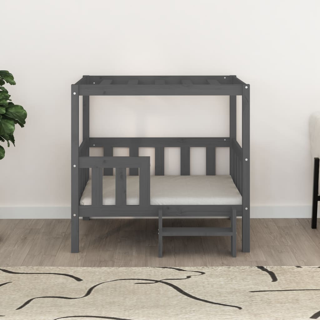 Κρεβάτι Σκύλου Γκρι 95,5x73,5x90 εκ. από Μασίφ Ξύλο Πεύκου - Pakobazaar