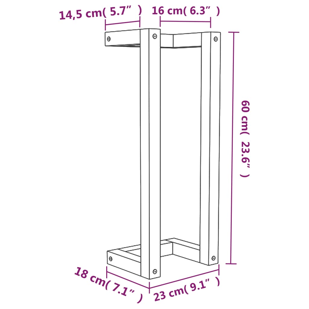 Πετσετοκρεμάστρα Γκρι 23x18x60 εκ. από Μασίφ Ξύλο Πεύκου