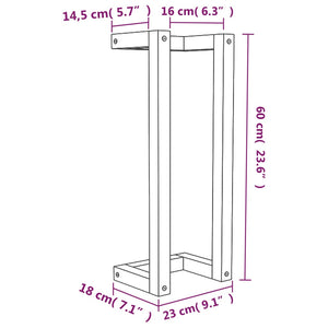 Πετσετοκρεμάστρα Γκρι 23x18x60 εκ. από Μασίφ Ξύλο Πεύκου