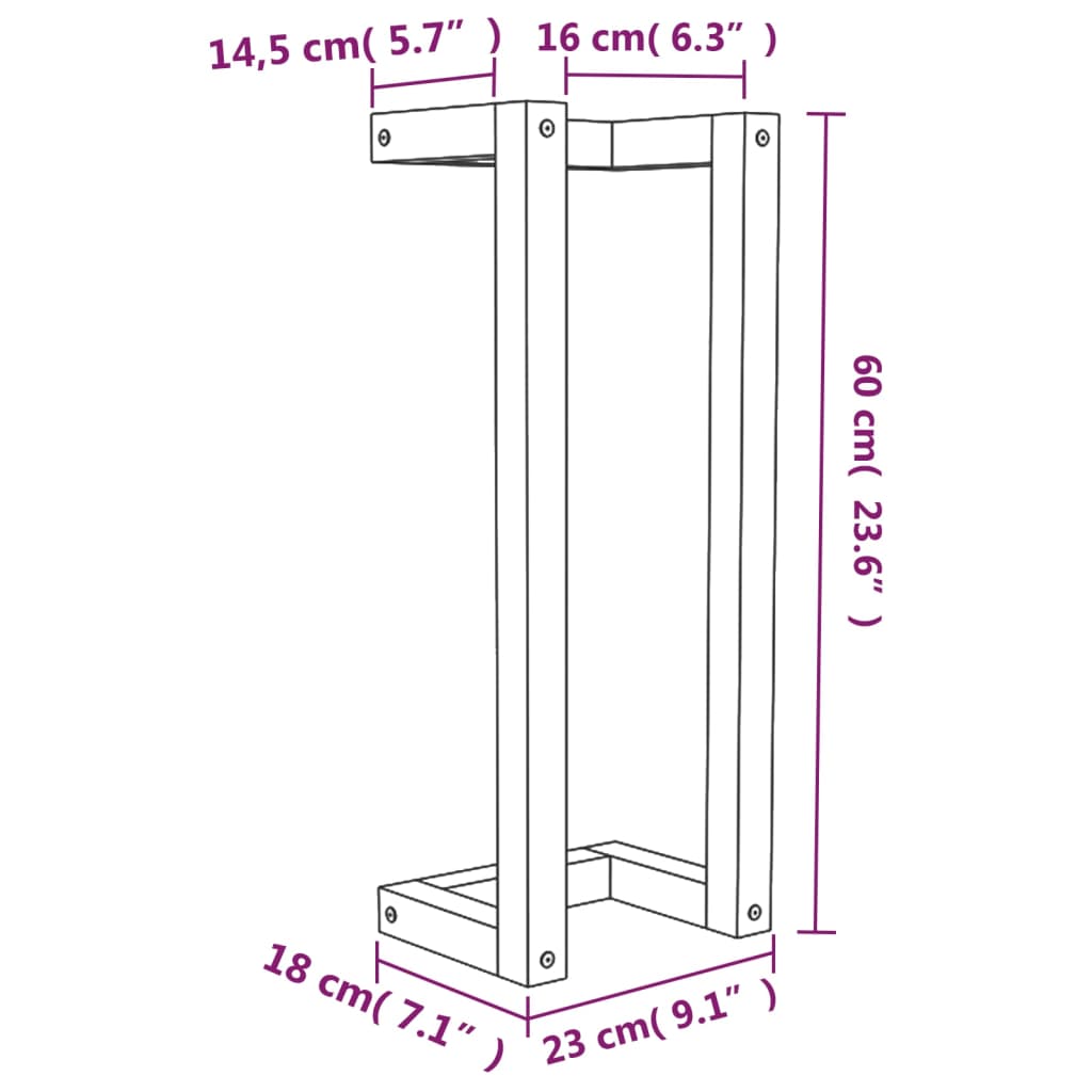 Πετσετοκρεμάστρα Μαύρο 23x18x60 εκ. από Μασίφ Ξύλο Πεύκου