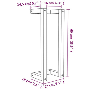 Πετσετοκρεμάστρα Μαύρο 23x18x60 εκ. από Μασίφ Ξύλο Πεύκου