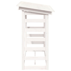 Ραφιέρα Καυσόξυλων Λευκό 108x64,5x110 εκ. από Μασίφ Ξύλο Πεύκου