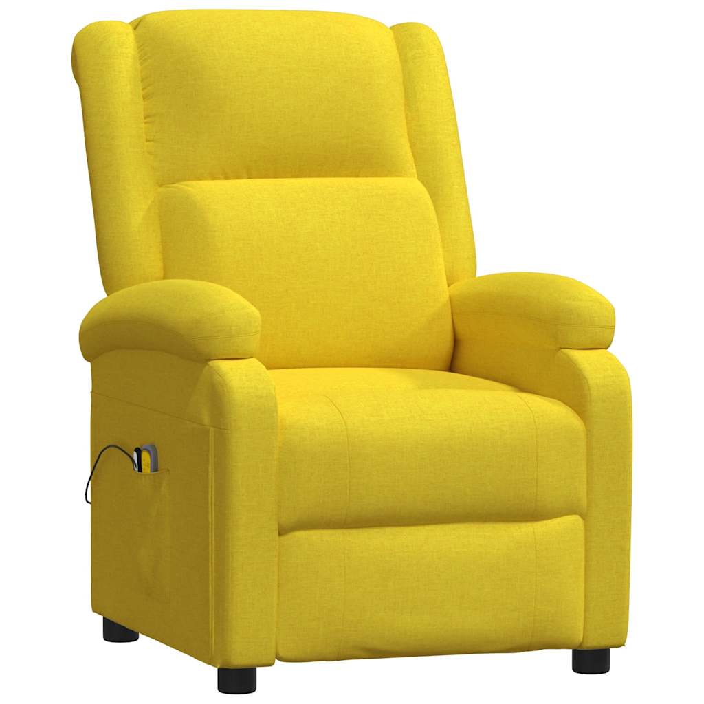 Πολυθρόνα Μασάζ Ηλεκτρική Ανοιχτό Κίτρινο Υφασμάτινη