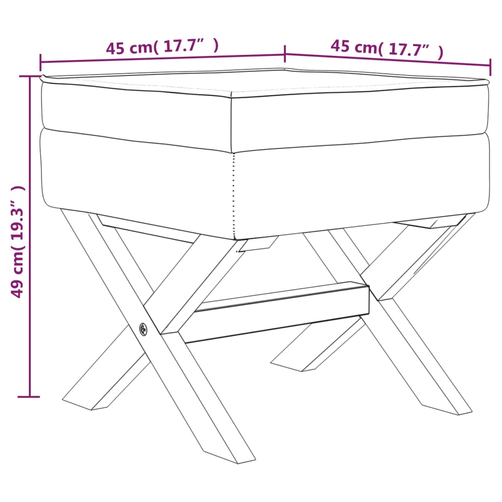 Σκαμπό Αποθήκευσης Ανοιχτό Γκρι 45 x 45 x 49 εκ. Βελούδινο