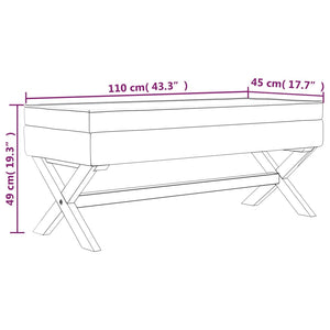 Σκαμπό Αποθήκευσης Σκούρο Γκρι 110 x 45 x 49 εκ. Υφασμάτινο