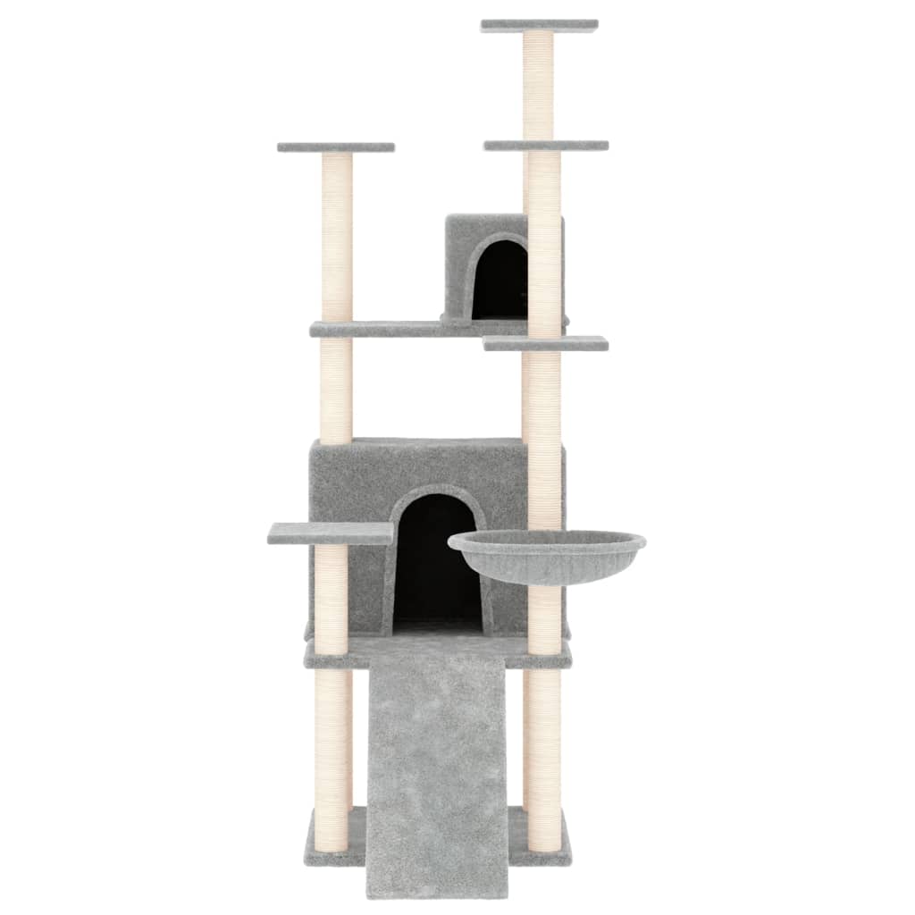 Γατόδεντρο Aνοιχτό Γκρι 154 εκ. με Στύλους Ξυσίματος από Σιζάλ - PAKOBAZAAR