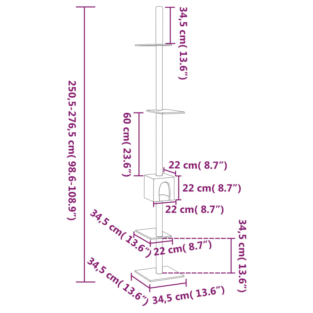 Γατόδεντρο Πάτωμα ως Οροφή Κρεμ 250,5 - 276,5 εκ.
