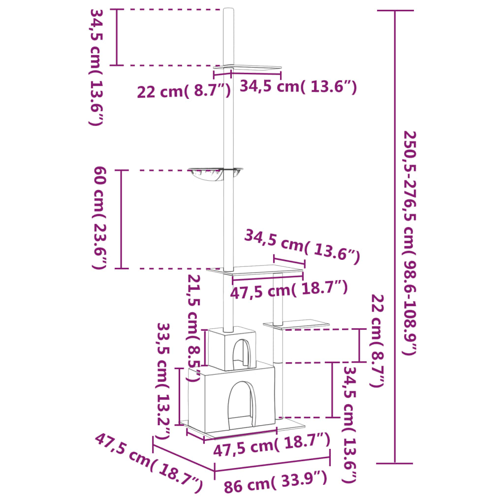 Γατόδεντρο Πάτωμα ως Οροφή Κρεμ 250,5 - 276,5 εκ.