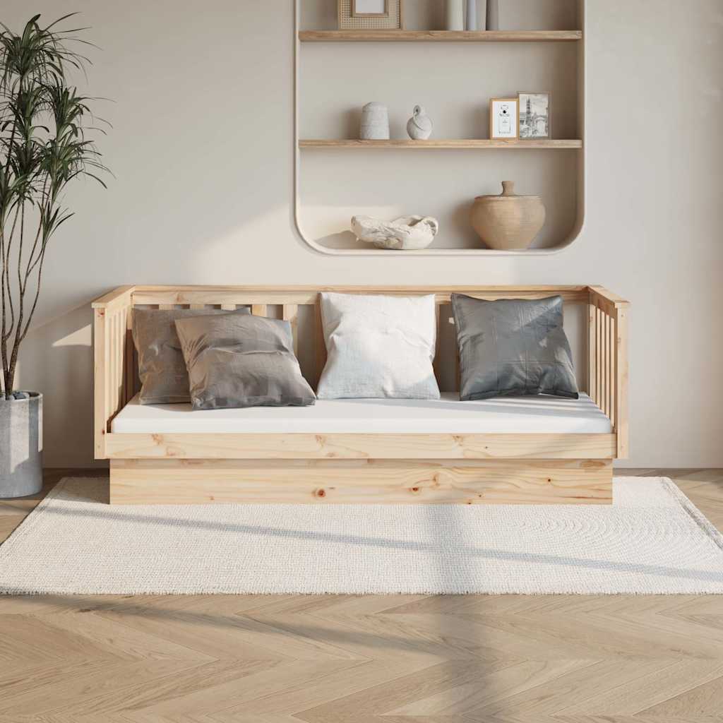 Καναπές Κρεβάτι Χωρίς Στρώμα 90x190 εκ. Μασίφ Ξύλο Πεύκου