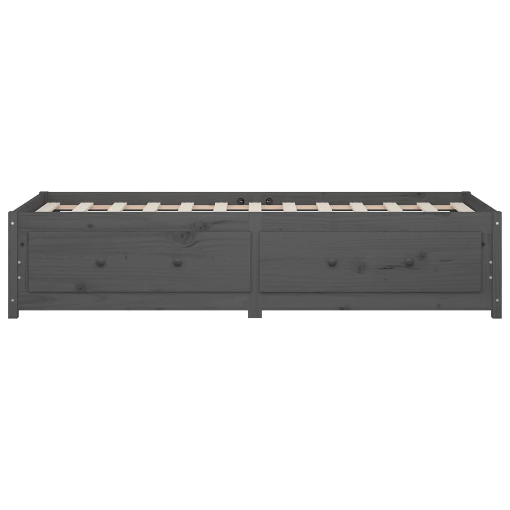 Καναπές Κρεβάτι Γκρι 90 x 200 εκ. από Μασίφ Ξύλο Πεύκου
