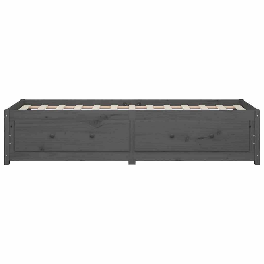 Κρεβάτι LED Γκρι 75x190 εκ Μασίφ Ξύλο Πεύκου Small Single