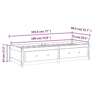 Κρεβάτι LED Καφέ Μελί 75x190 Μασίφ Ξύλο Πεύκου Small Single