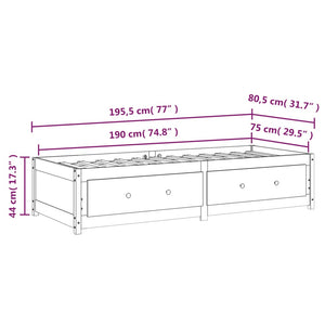 Κρεβάτι LED Μαύρο 75x190 εκ Μασίφ Ξύλο Πεύκου Small Single