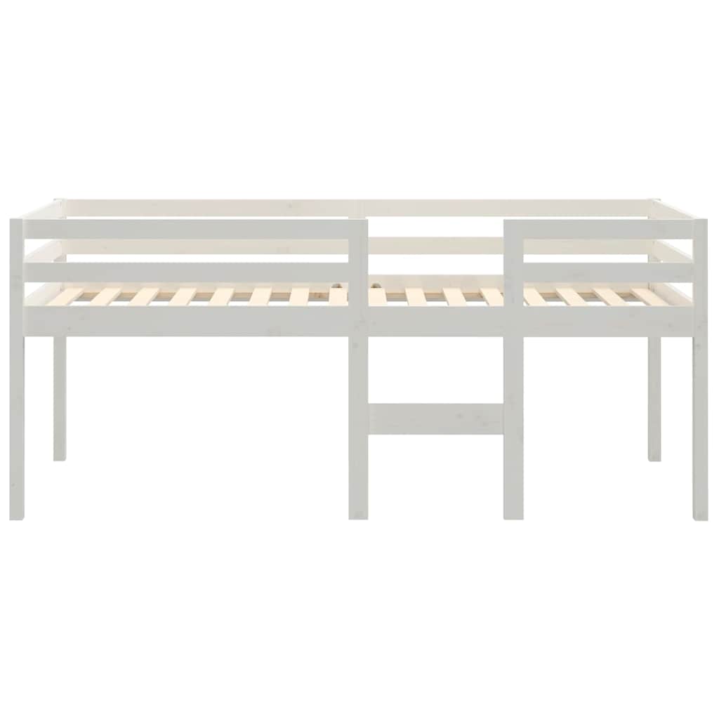 Κρεβάτι Υπερυψωμένο Λευκό 80 x 200 εκ. από Μασίφ Ξύλο Πεύκου