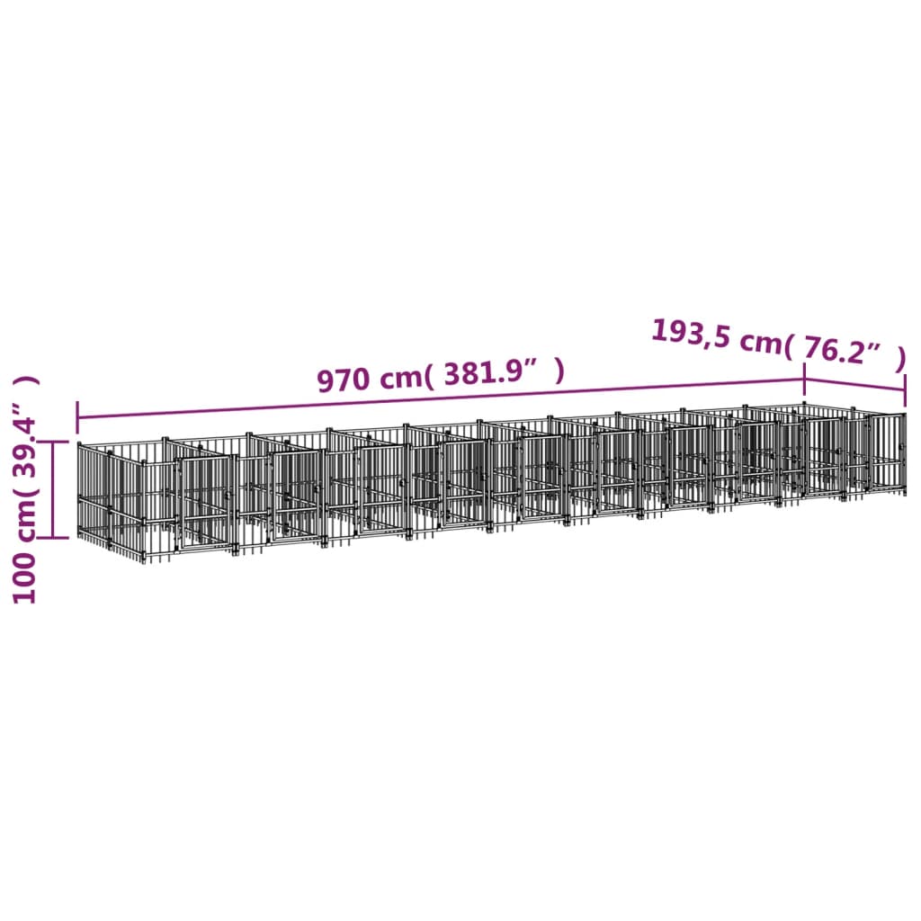 Κλουβί Σκύλου Εξωτερικού Χώρου 18,77 μ² από Ατσάλι - Pakobazaar